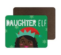 Divertidos manteles Individuales de Navidad | Alfombra de Lugar Comida Mesa Mat Vajilla | Elfo Hija Negro | Divertido Accesorio de Mesa de Broma | PM21