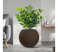 Divina Garden: Maceta de resina para plantas, apta para interiores y exteriores, diseño esférico, diámetro 40 cm, altura 33 cm, color marrón Botticelli