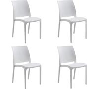 Divina Home Silla de resina apilable, fabricada en Italia, diseño para interior y exterior, Sofía, blanca, 4 unidades