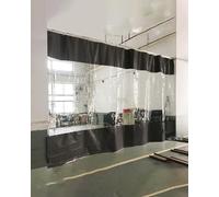 Divisor de habitación de vinilo negro resistente, partición deslizante industrial con riel, separador de privacidad para tiendas y talleres, 6,5 x 1,5 m / 21.5x5ft
