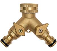 Divisor de Manguera de 2 Vías, 3/4” Adaptador de Divisor de Grifo de Latón Adaptador de Manguera con Individuales Encendido Apagado Válvulas para Lavadora Lavavajillas Cocina Exterior Jardín
