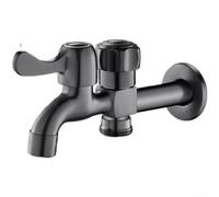 Divisor de manguera de jardín de acero inoxidable, conector de grifo de doble salida con válvulas independientes para lavadora, Reino Unido 3/4 pulgadas (K)