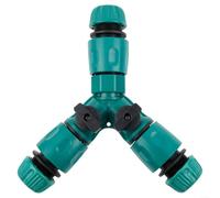 Divisor de manguera en línea de 3 vías con válvulas dobles de encendido y apagado más 3 conectores hembra, material ABS verde para sistema de riego de patio, kit de montaje de 1 4 pulgadas