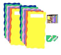Divisores de estante de biblioteca para estantes con 24 calcomanías en blanco de 6 x 12 pulgadas, separadores de estantes de libros de colores, 12 separadores de libros de biblioteca, marcadores de