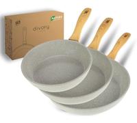 DIVORY Juego de cacerolas de cerámica 20, 24, 28 cm - para placas de inducción, sin PFAS ni PTFE, cacerola revestida - apta para horno y lavavajillas (Natura, 20, 24, 28 cm)