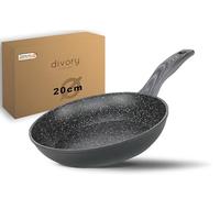 Sartén DIVORY de 20 cm para inducción – Con revestimiento antiadherente, sartén universal pequeña para todo tipo de cocinas – Apta para lavavajillas – (Color madera gris, 20 cm)