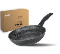 DIVORY Sartén 20cm Inducción - Sartén pequeña universal con revestimiento antiadherente para todo tipo de cocinas - Asas seguras, apta(20cm, Negro)