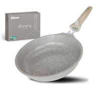 DIVORY Sartén de cerámica de 20 cm - Sartén con mango desmontable y revestimiento cerámico, apta para inducción, sin PFAS ni PTFE, sartén pequeña de cerámica, mini (Natura, 20 cm)