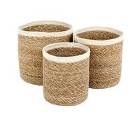 Dixie Set de 3 cestas Emil small natural-blanco
