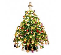DIY Beaded Christmas Tree Kit, 3D Crystal-Style Lighted Tabletop Decor (#A) | Crystal-Style Beads and Pearl-Like Accents, Layered Metal Frame, Warm Light String, Holiday Craft Set for Adults