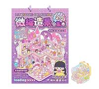 DIY Sticker Book, dibujos animados miniatura Scene Supplies, Creative Fun Stickers for Scrapbooking, Notebook Journal Decoration Set for Kids Adults Home School Birthday Holiday Party Craft Activities