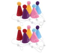 DIYEAH 10 Mini Sombreros de Cono de cumpleaños para Perros de Peluche, Gorros con Pompones, Suministros para Fiestas navideñas para Animales pequeños, Mascotas, Conejos, muñecos de Peluche,