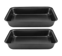 DIYEAH 2 bandejas antiadherentes para hornear, bandeja para pizza antiadherente de acero al carbono para horno eléctrico, ideal para tostar pan, asar, hacer galletas y pasteles 12.6 x 8.7 x 2.3