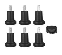 DIYEAH 6 juegos de deslizadores de repuesto para sillas de oficina con | Vástago de 11 mm (7/16"), diseño de fondo plano, seguro para pisos de madera, reduce el ruido, perfil alto,