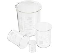 DIYEAH Conjunto de 4 Vasos de Laboratorio de Vidrio de Borosilicato, Resistentes al Calor y Livianos, Capacidad de 10ml a 300ml para Química y Investigación
