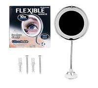 DIYEAH Espejo de Maquillaje de Aumento 10x con Luz LED Espejo Cosmético de Plástico Blanco con Ventosa para Baño y Uso Exterior