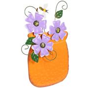 DIYEAH Maceta de Hierro Decorativa Pintada a Mano Maceta Colgante para Pared Color Naranja Decoración para Jardín Balcón y Hogar para Interiores y Exteriores