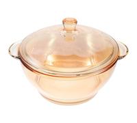 DIYEAH Olla Resistente a Rayaduras y Desgaste Asas Dobles de Vidrio Dorada de 1000ml Adecuado para Cocinar en Microondas y Horno