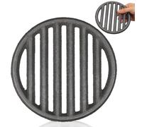 DIYEAH Parrilla Redonda de Hierro Fundido para Carbón, Repuesto | Barra Grande, Negro, para Chimeneas y Ahumadores, Cocción Uniforme, Marcas de Sellado, 1 Rejilla