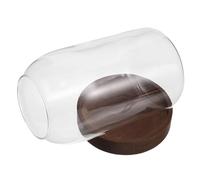DIYEAH Tarro de Vidrio para Cubiertos con Base de Madera, Transparente | Base Desmontable de Madera, Boca Ancha y Borde Redondeado, Organización Compacta para Cocina y Mesa