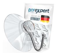 DIYexpert Ventosa con gancho | Gancho de succión fabricado en Alemania | [Ø 40 mm] [10 piezas] | Ventosas de alta calidad para camping y coche | Ideal como toallero y decoración navideña