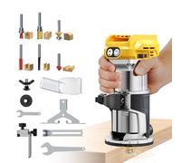 DIYtoolifz Herramienta de enrutador inalámbrica compatible con batería DeWalt de 20 V (solo herramienta), enrutador de madera sin escobillas de 800 W, control de 6 velocidades, base fija con ajuste de