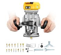 DIYtoolifz Router compacto inalámbrico compatible con batería DeWalt de 20 V, base fija de enrutador de doble mango