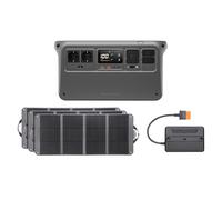 DJI Power 1000V2 - Estación de energía portátil de 1024 Wh, 2600 W con 3 paneles solares de 120 W, 1 controlador MPPT, generador eléctrico para camping/hogar/autocaravanas.