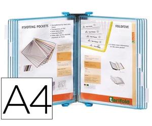 Djois Portacatalogo de pared con 10 fundas DIN A4 azul