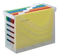 Djois, Silky Touch 2658026000 - Caja para Carpetas Colgantes A4 Transparente con 5 Carpetas Euroflex Incluidas, Capacidad para 15 Carpetas, Organizador de Archivos