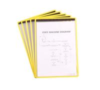 Djois, Tarifold 194604 - Bolsa magnética, A4, vertical, amarillo, 5 unidades, bolsillos reforzados, PVC antideslumbrante, banda magnética, fabricada en Francia, ideal para fábrica, oficina, tienda
