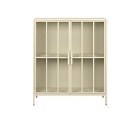 DKD Home Decor Aparador de Metal y Cristal Templado Crema