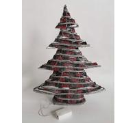 DKD Home Decor Árbol de Navidad Natural Rojo Ratán LED 46 x 14 x 60 cm