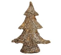 DKD Home Decor Árbol de Navidad Ratan LED Marrón Dorado 37 x 10 x 41 cm