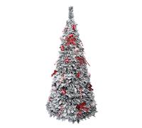 DKD Home Decor Árbol LED Nevado Plegable Rojo y Blanco