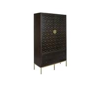 DKD Home Decor Armario Acacia y Metal Rombo Gold Marrón Oscuro