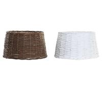 DKD Home Decor Base para Árbol de Navidad de Mimbre Natural y Blanco 39 x 22 x 39 cm (2 Unidades)