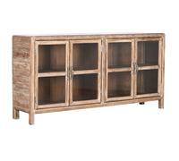 DKD Home Decor Buffet de Teca Reciclada y Cristal Natural