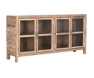DKD Home Decor Buffet de Teca Reciclada y Cristal Natural