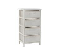 DKD Home Decor Cajonera de Bambú y Paulownia Blanca de 4 Cajones
