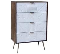 DKD Home Decor Cajonera de Mango 4 Cajones Marrón Oscuro