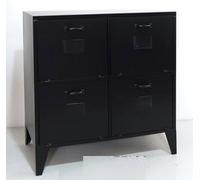 DKD Home Decor Cajonera Metal Negra con 4 Cajones y Taquilla