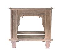 DKD Home Decor Cama con Dosel de Teca Tallada Decapé Natural