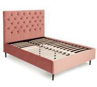 DKD Home Decor Cama de Madera y Metal con Capitoné Rosa