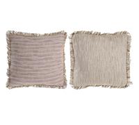 DKD Home Decor Cojín de Algodón con Flecos 45x15x45 cm, Surtido de 2 Colores
