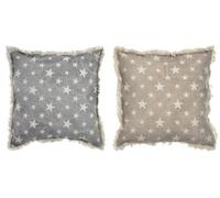DKD Home Decor Cojín de Algodón y Poliéster con Estrellas, Surtido de 2 Unidades