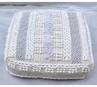 DKD Home Decor Cojín de Suelo Algodón 60x60x25 Rayas Blanco y Gris
