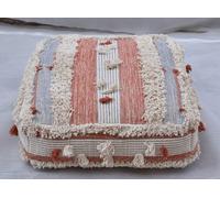 DKD Home Decor Cojín de Suelo Algodón 60x60x25 Rayas Naranja y Blanco