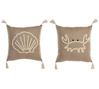 DKD Home Decor Cojín de Yute y Poliéster Bordado Surtido de 2 Unidades