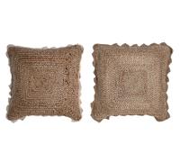DKD Home Decor Cojín Yute y Algodón Macramé Marrón 45x45x15 cm